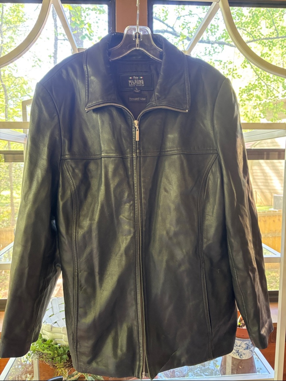 Vintage Wilsons Italian Genuine Black Leather Jacket with Removable Liner Size L